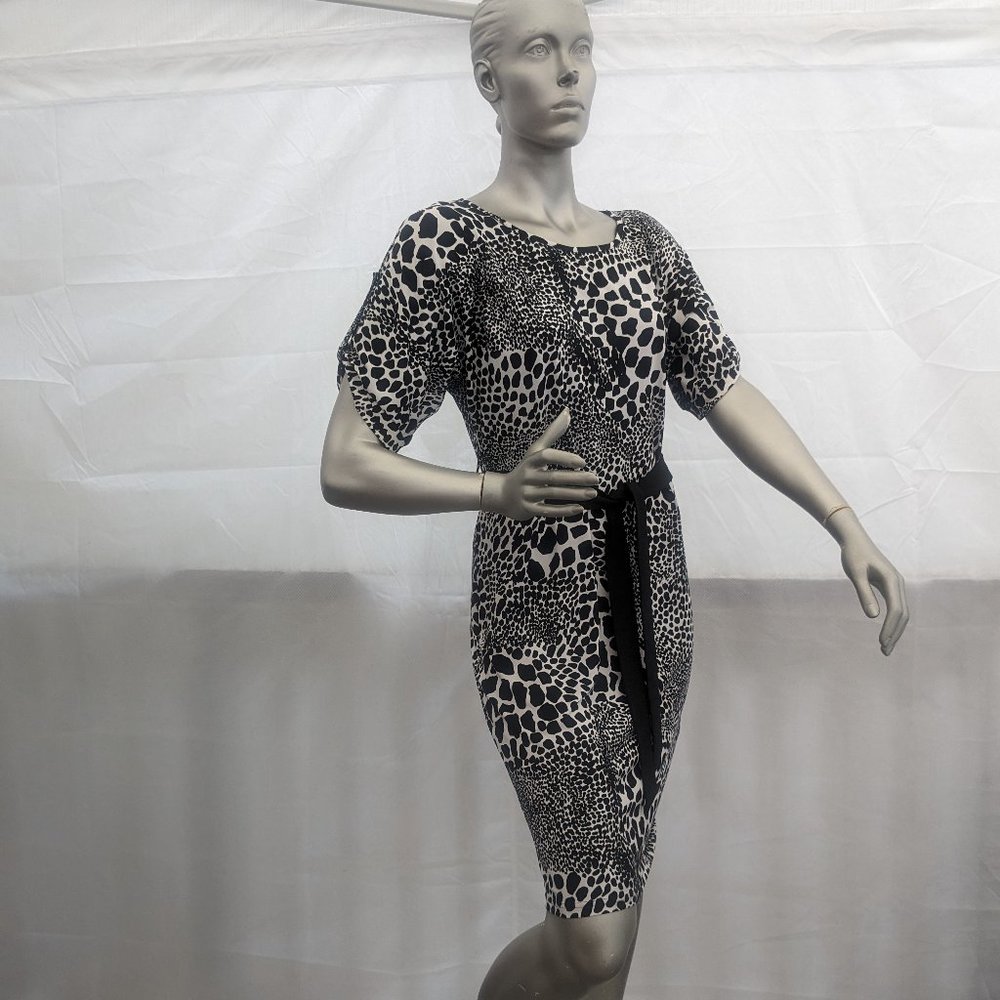 Dress Barn Black & White Animal Print Pull Over Dress